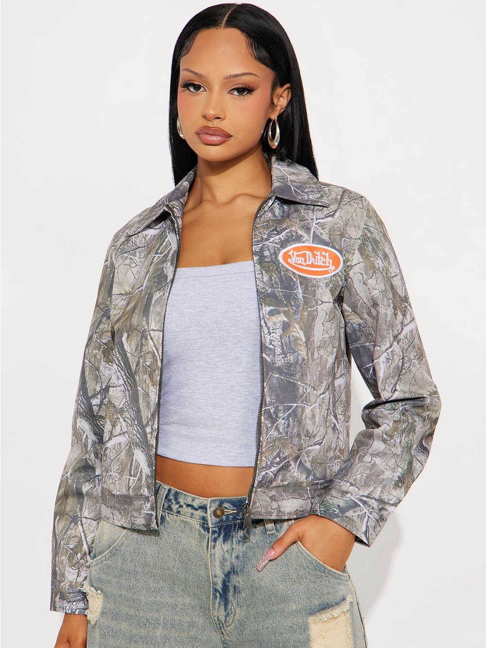 Von Dutch Mechanical Stretch Tree Camo Bomber Jacket - Size Large - Picture 6 of 15